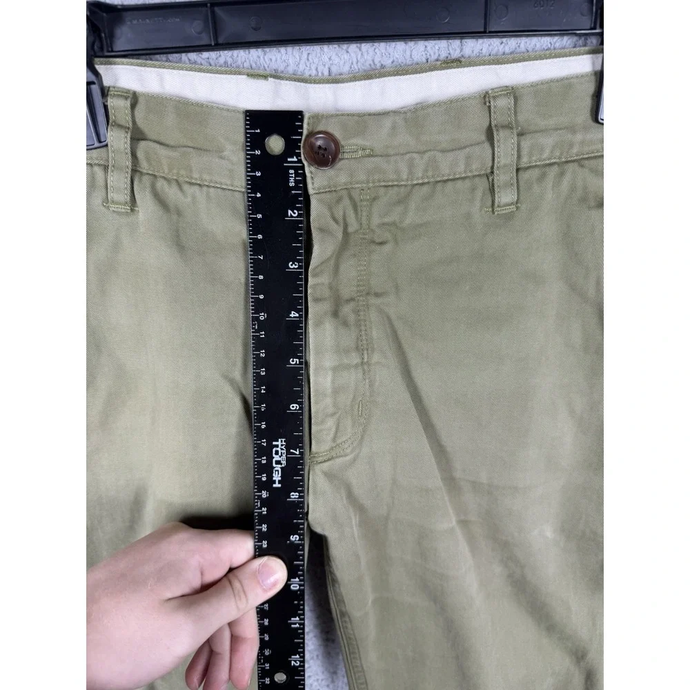 Asphalte Mens Chino Pants Olive Green Cotton Slim Tapered Size 32x31